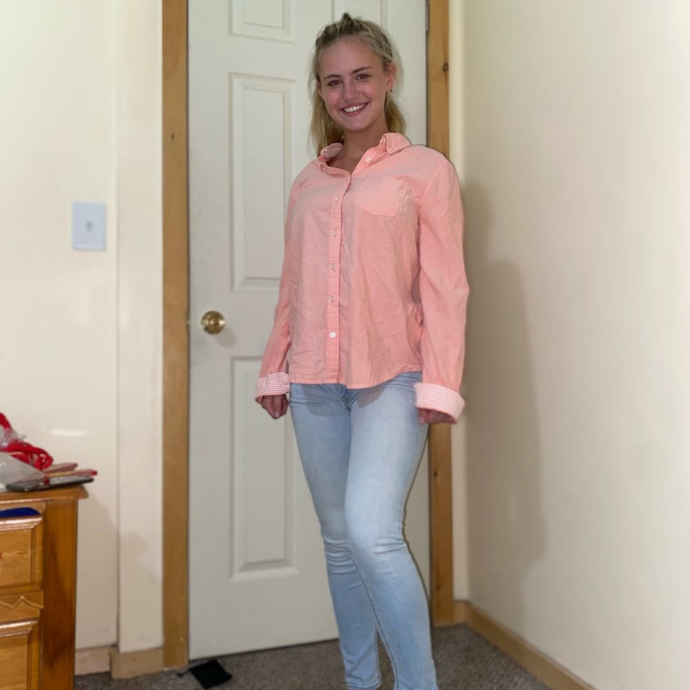 Pink button up blouse